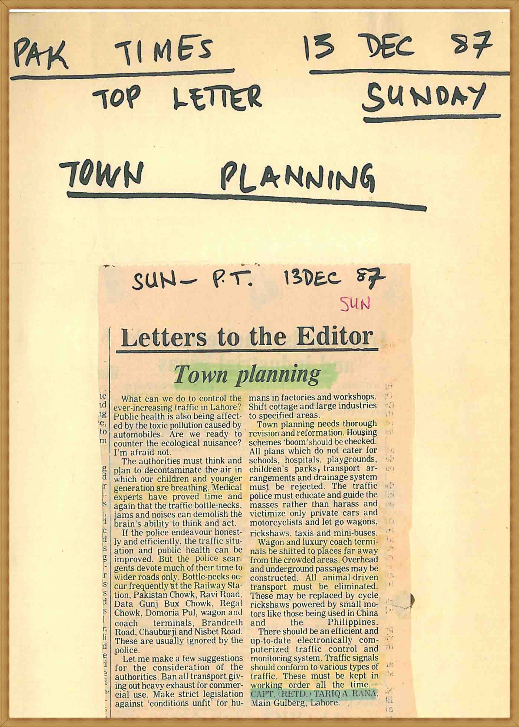 Town Planning(13-12-1987)